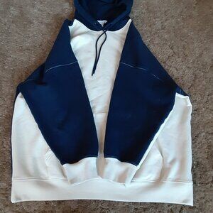 Athleta Sz Large Women's Forever Fleece Hoodie Bone Navy Blue Sweatshirt